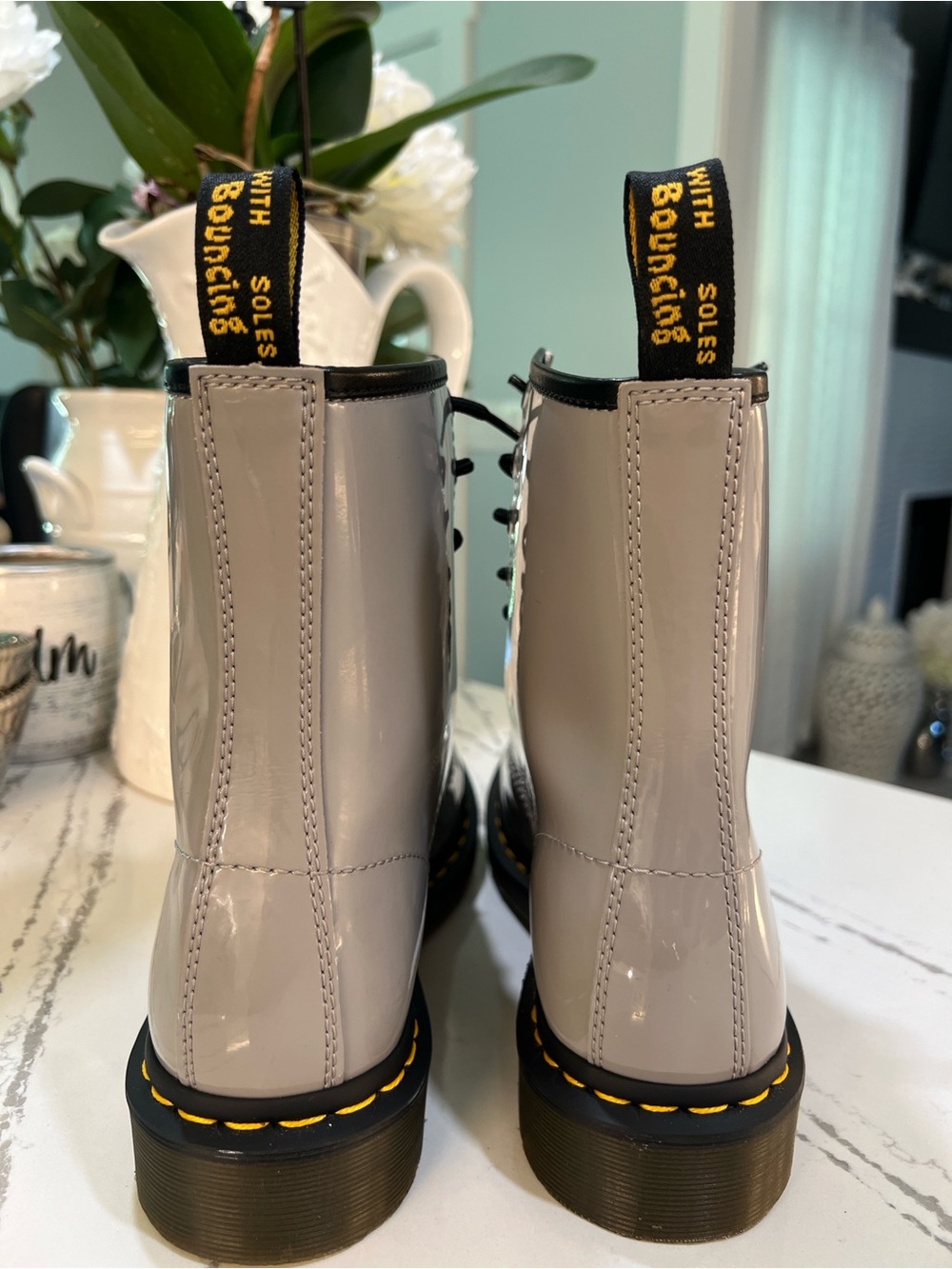 Dr. Martens 1460 Zinc Grey Patent Lamper Boots Sz 10 - Picture 10 of 16